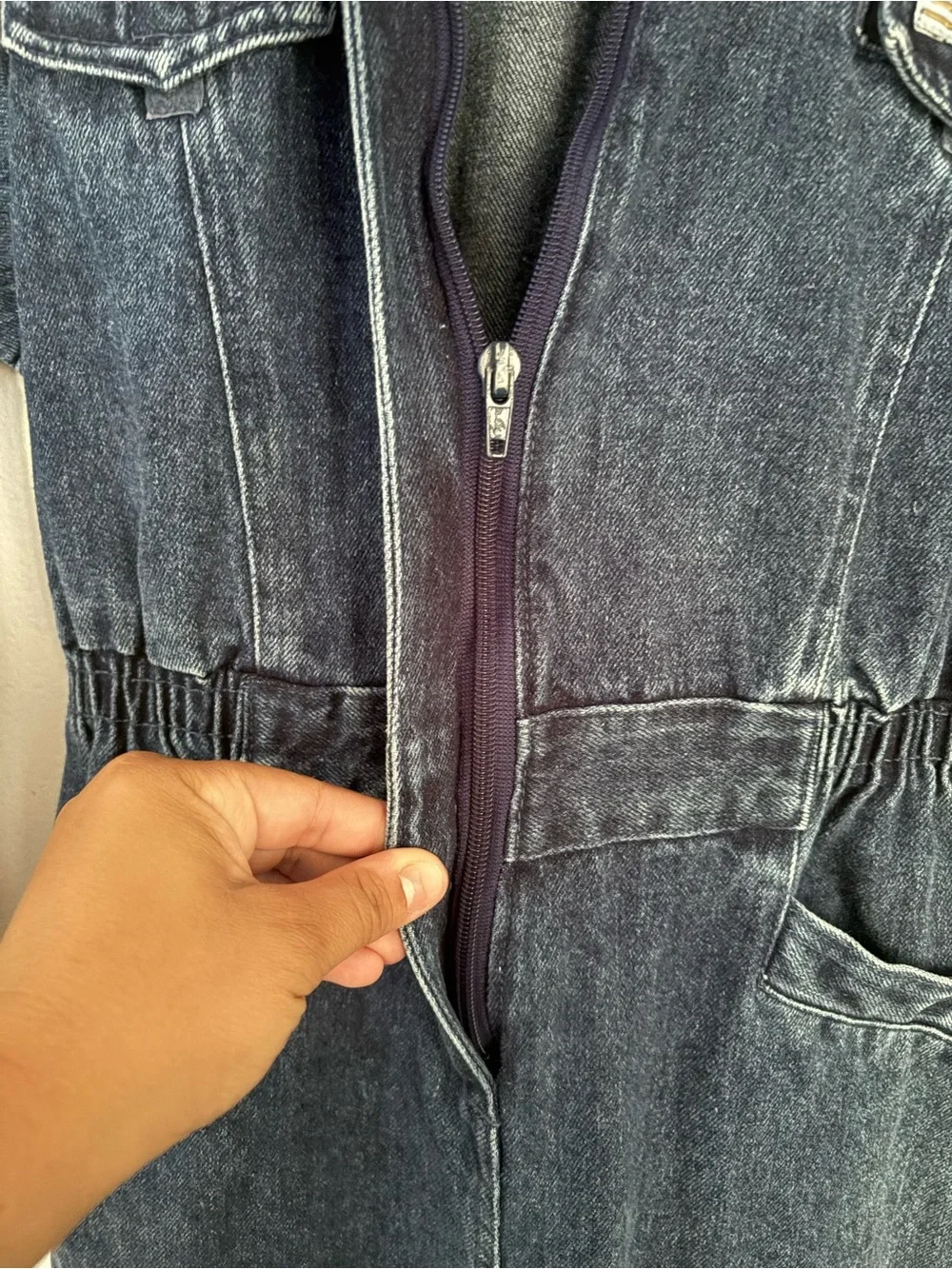 Vintage JetSet Denim Flight Suit Patch Jumpsuit Youth Size 14 80s Retro EUC EA